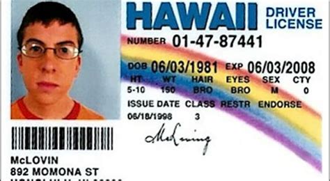 Mclovin Drivers License Superbad Movies Drivers License