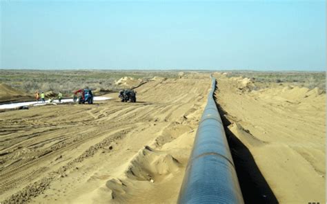 Unpaved Roads Pipeline Construction On Sand Kazakhstan