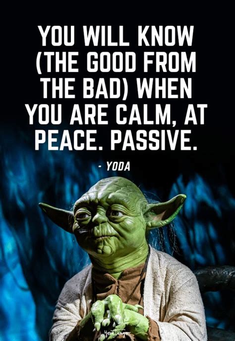 Yoda Saying You Will Know The Good From The Bad When You Are Calm At