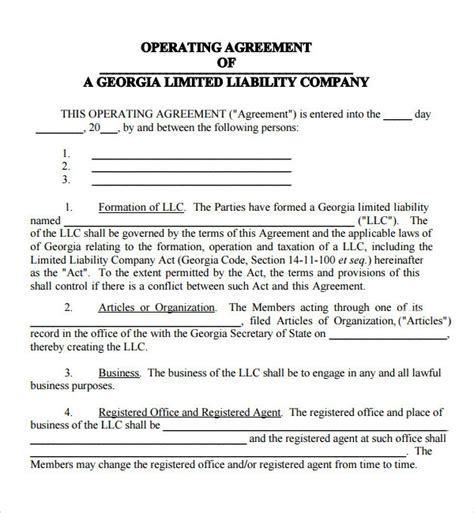 business operating agreement examples  examples
