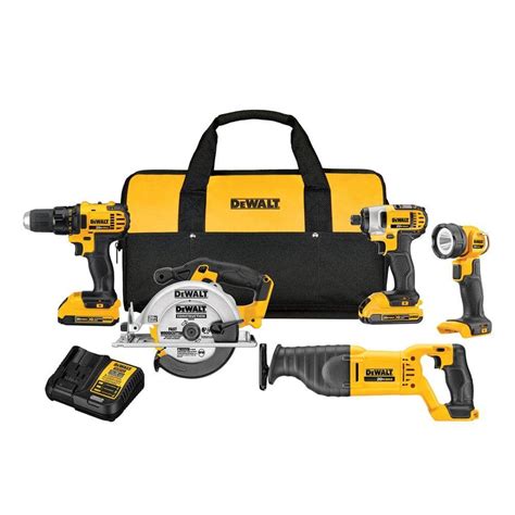 Dewalt 20 Volt Max Xr Lithium Ion Cordless Combo Kit 5 Tool With 2