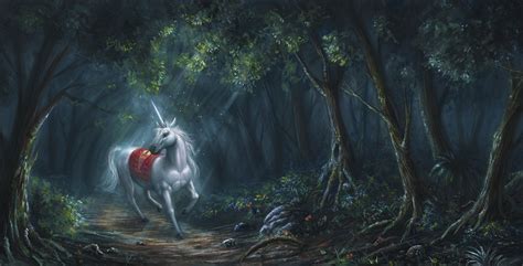 Magical Animals Unicorns Forests Fantas Unicorn Wallpaper 4641x2362