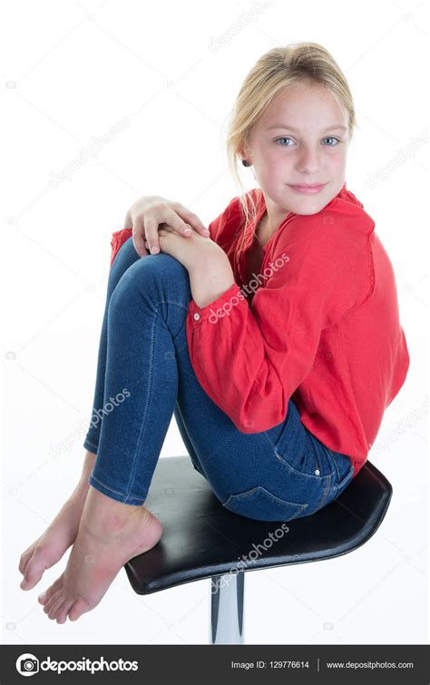 Smiling Ten Year Old Girl Isolated On White Stock Photo By ©oceanprod