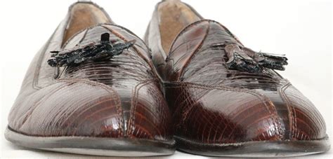 Stacy Adams Cognac 23021 02 Genuine Snakeskin Tassle Loafers Shoes Mens