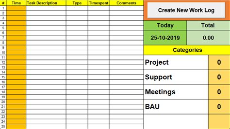 Work Log Template Track Schedule Daily Log Weekly And Monthly