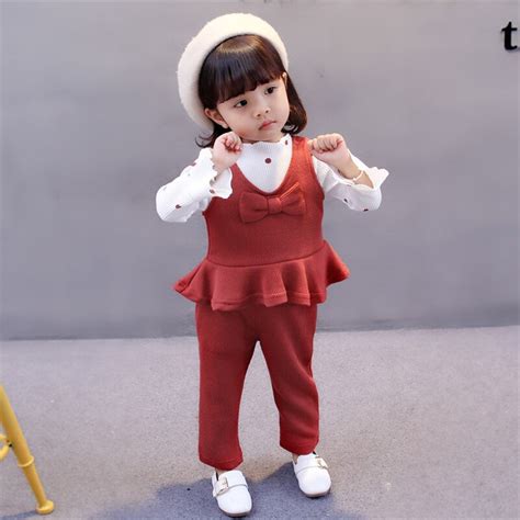 Cute Cotton Spring Girls Clothing Sets 2018 New Childrens Three Piece