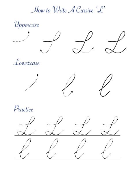 Cursive L Worksheets To Practice Capital Upper And Lowercase Letter