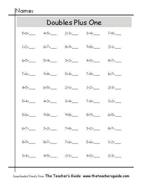 Doubles Plus One Worksheet For 1st 3rd Grade Lesson Planet