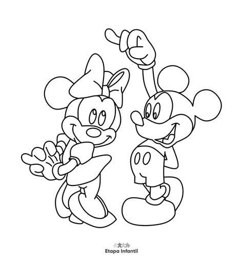 Dibujo Para Colorear A Minnie Y Mickey
