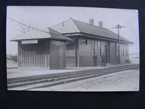 Antique Rushville Indiana Train Depot Rppc Postcard Railroad Real Photo