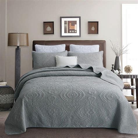 Luxury Quilted 100 Cotton Coverlet Bedspread Set King Super King