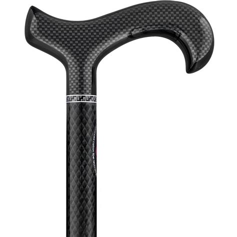 Extra Tall Black Triple Wound Carbon Fiber Derby Walking Cane Carbon