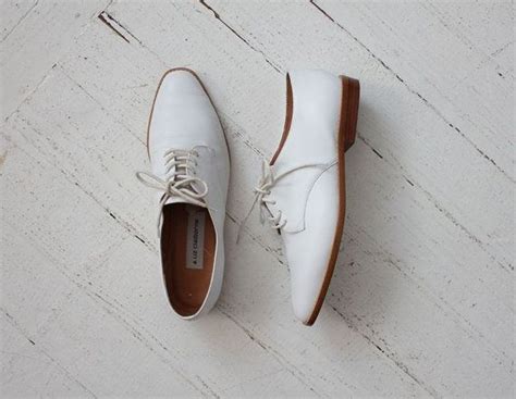 White Leather Oxfords Oxford Shoes Size 85 Oxfords Etsy
