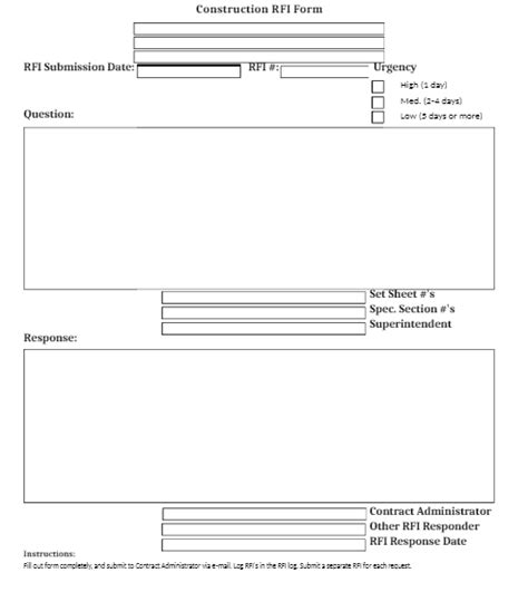 construction rfi templates word excel samples