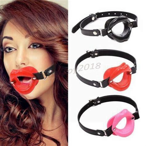 Soft Lip Shape Open Mouth Gag Oral Pu Leather Fixation Harness Slave Silicone Ebay