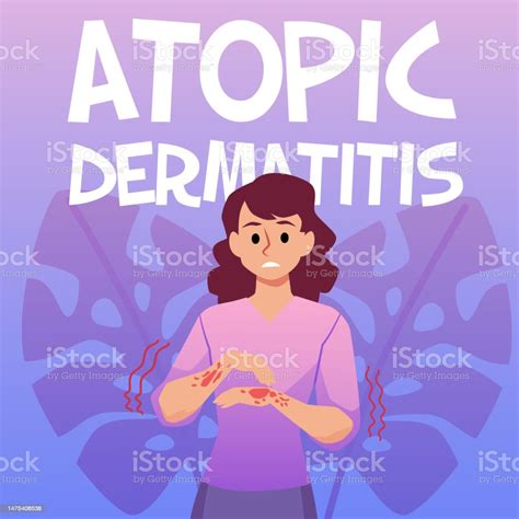 Squared Banner About Atopic Dermatitis Flat Style Vector Illustration