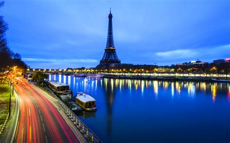 Hd Wallpaper Morning In Paris France Eiffel Tower And River Seine 4k