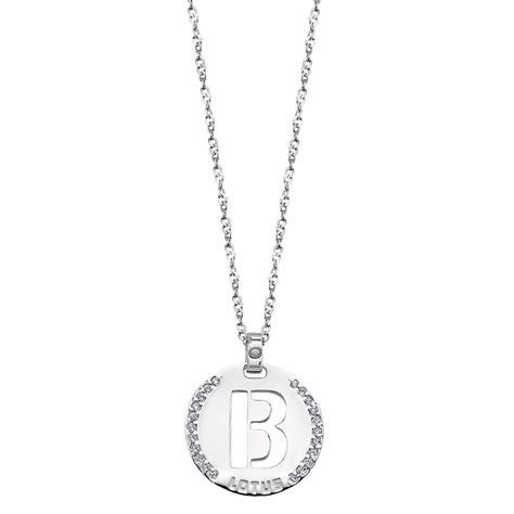 Pendant In Silver Letter B Lotus Silver Polished With Zirconia Lp1597 1b
