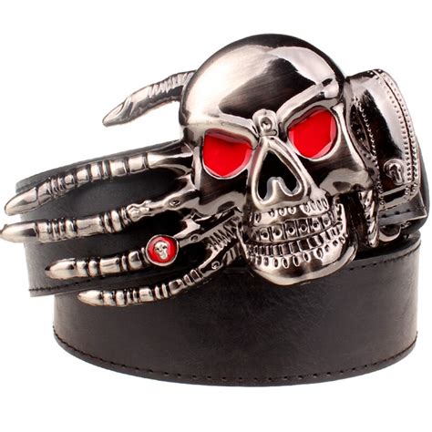 Punk Style Belt Heavy Metal Skull Belt Red Eye Devil Hand Hip Hop Rock