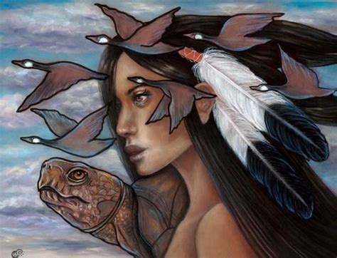 sky woman iroquois native american mythology pagan turtle 8x10 fine art print native american