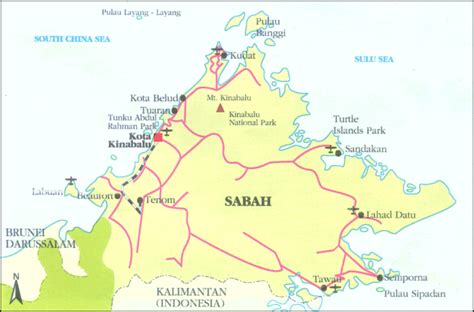 Map State Of Sabah Malaysia Wonderful Malaysia
