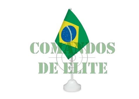 Bandeira De Mesa Do Brasil Pedestal Branco De 25cm Comandos De Elite