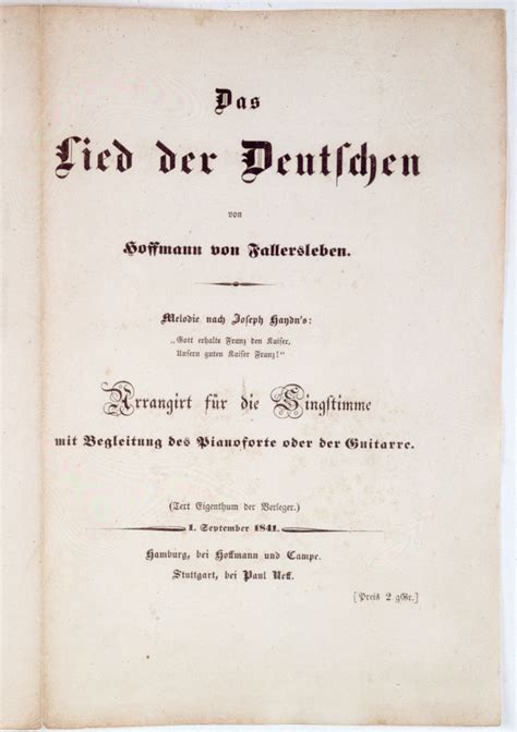 Das Lied Der Deutschen 1841