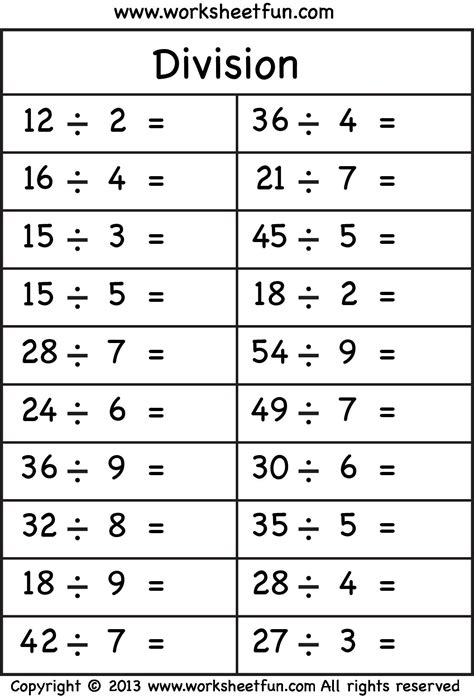 8 3rd Grade Division Worksheet Printable Math Division Worksheets