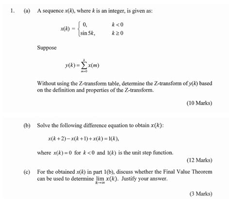 Solved 1 A A Sequence X K Where K Is An Integer Is