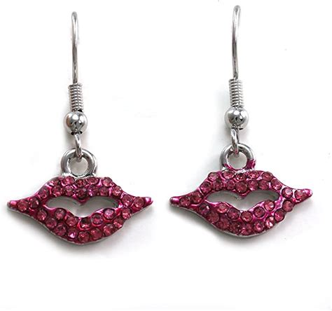 Small Sexy Hot Pink Lips Dangle Earrings Valentines Day