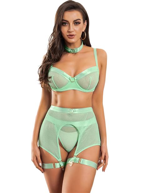 Buy 4 Pieces Fishnet Lingerie Set Sexy High Waisted Exotic Lingerie