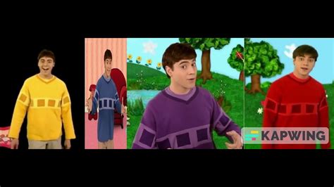 Blues Clues But With 4 Joe Squared Shirts Resembling The Wiggles