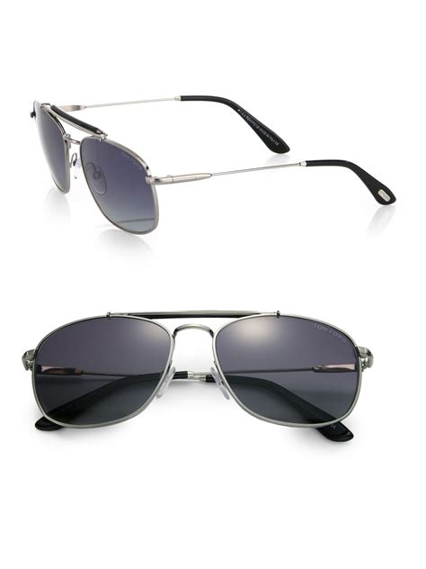 Tom Ford Marlon Metal Aviator Sunglasses In Metallic For Men Lyst