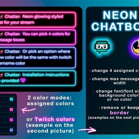 Neon Glowing Twitch Chat Box Widget For Stream Etsy Canada