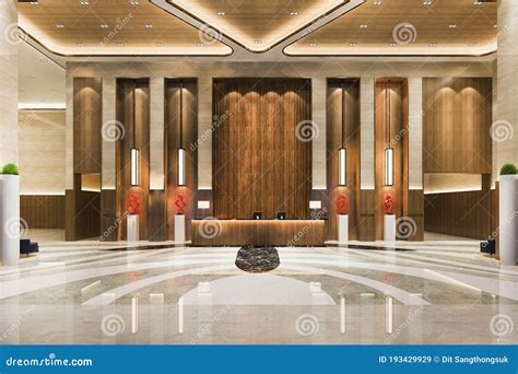 3d Rendering Grand Luxury Hotel Reception Hall And Lounge Restaurant