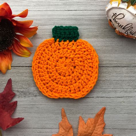 Easy Pumpkin Coaster Crochet Pattern Beginner Pumpkin Coaster Etsy