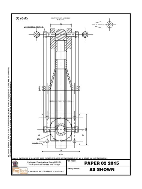 Csec Technical Drawing Option B Mechanical Drawing Past Paper