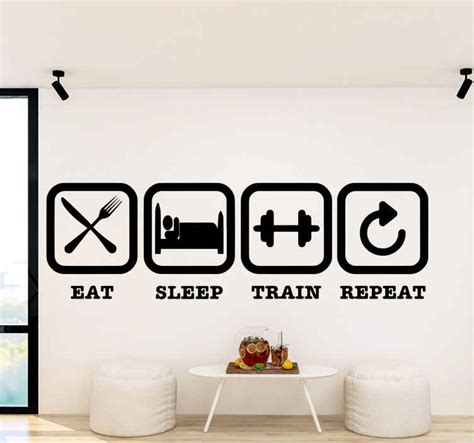 Eat Sleep Train Repeat Fitness Inspirational Quote Stickers