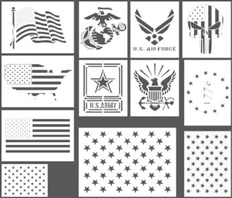 12 Pack Mylar American Flags Stencils Military Marines Army Etsy