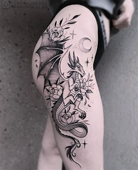 This Magical Dragon Tattoo Is So Beautuful 🔥 Are You A Fan 📸 Tattooastrid Leg Tattoos