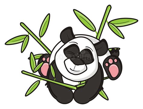 Panda Among The Green Bamboo Stock Illustration Illustration Of
