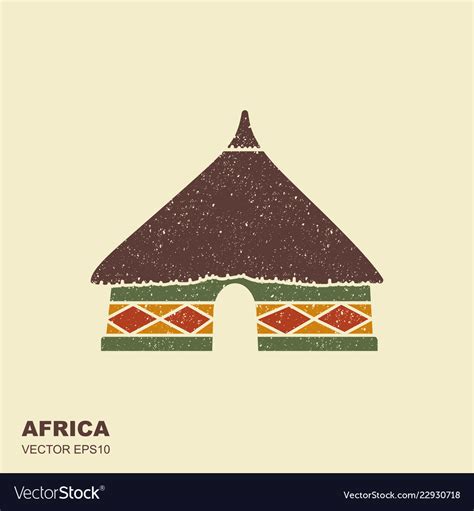 African Tribal Hut Icon Isolated With Scuffed Vector Image