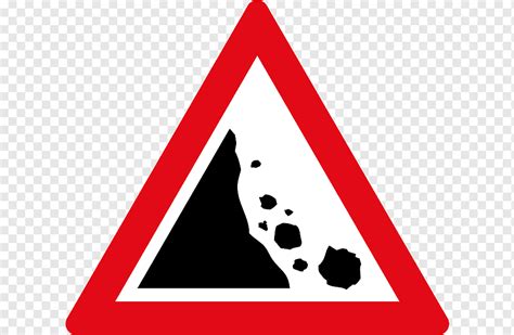 Traffic Sign Landslide Warning Sign Rock Rock Angle Text Triangle