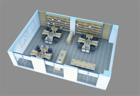 Detailed Office Interior Scene 3d Model Max Fbx 3 Thiết Kế Thiết Kế