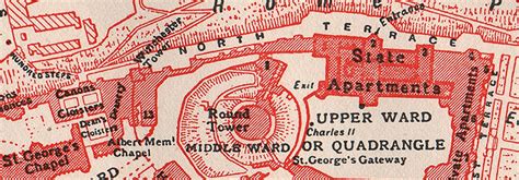 Windsor Castle Vintage Map Plan Berkshire 1950 Old Vintage Chart