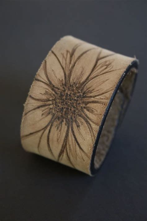 custom order for juliet sunflower leather cuff bracelet etsy leather cuffs leather