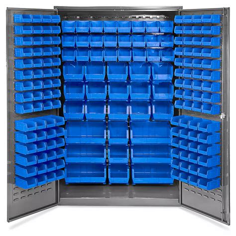 Bin Storage Cabinet 48 X 24 X 78 168 Blue Bins H 2488blu Uline