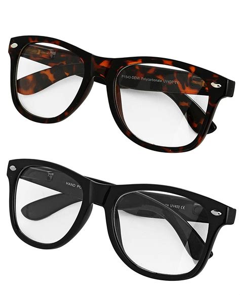 Sunnypro Non Prescription Nerd Geek Glasses Wayfarer Retro Clear Lens