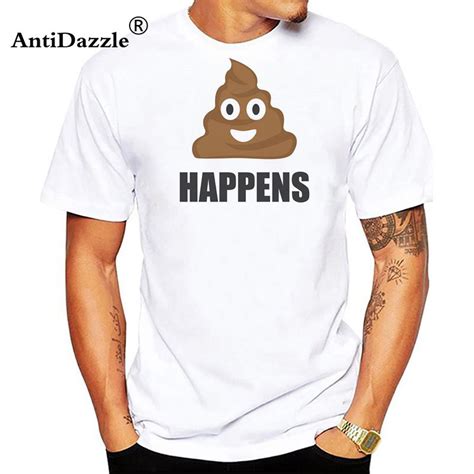 Antidaazle New Design Pre Cotton Male Shit Happens Poop Emoji Emoticon