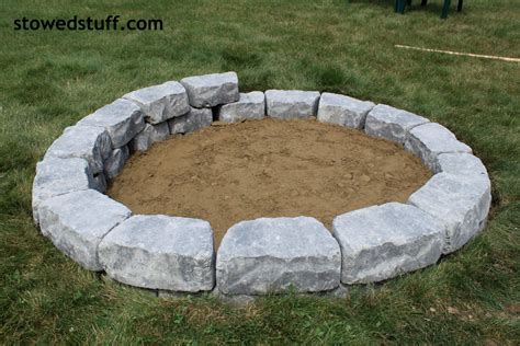 They're made mainly of stone, which allows them to easily fit into any yard design. stagger the stones | How to build a fire pit, Fire pit, Fire